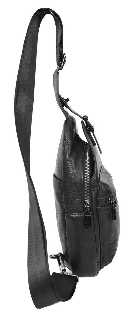 Nomadpack Genuine Leather Cross-Body Travel Chest Bag Black-4