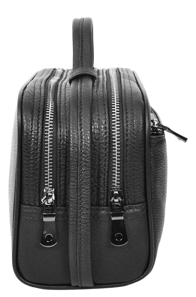 Tourgear Real Leather Toiletry Wash Travel Wrist Bag Black-4