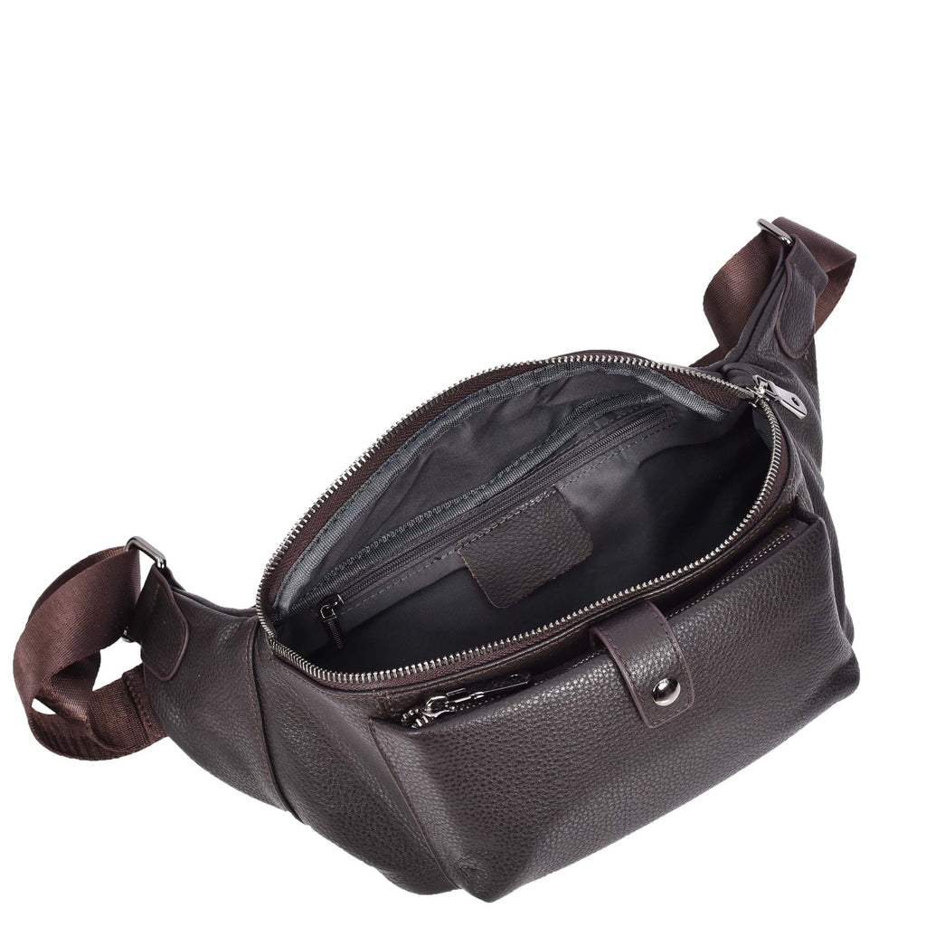 Runsack Real Leather Travel Waist Pack Bum Bag Brown-6