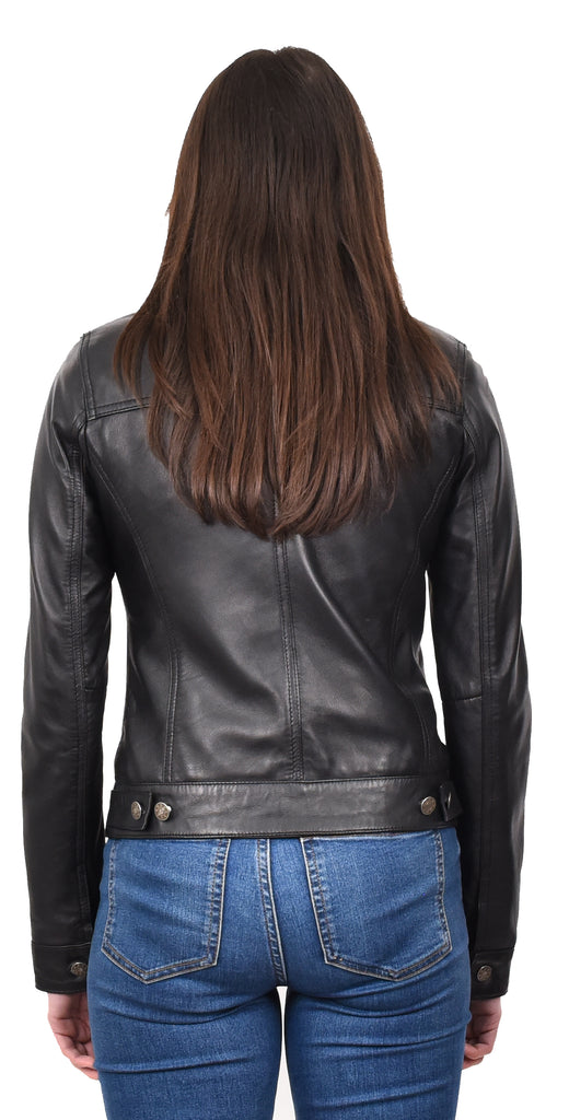 DR213 Women's Retro Classic Levi Style Leather Jacket Black 4