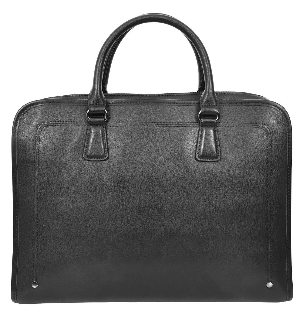 Bagmaster Genuine Leather Organiser Cross-Body Briefcase Black-4