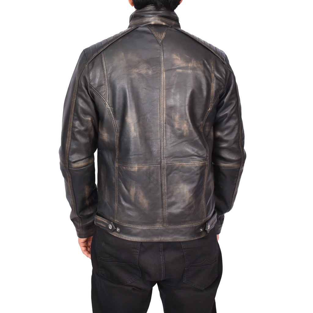 Men's Urban Biker Style Real Leather Jacket Rub Off Kristoffer 4