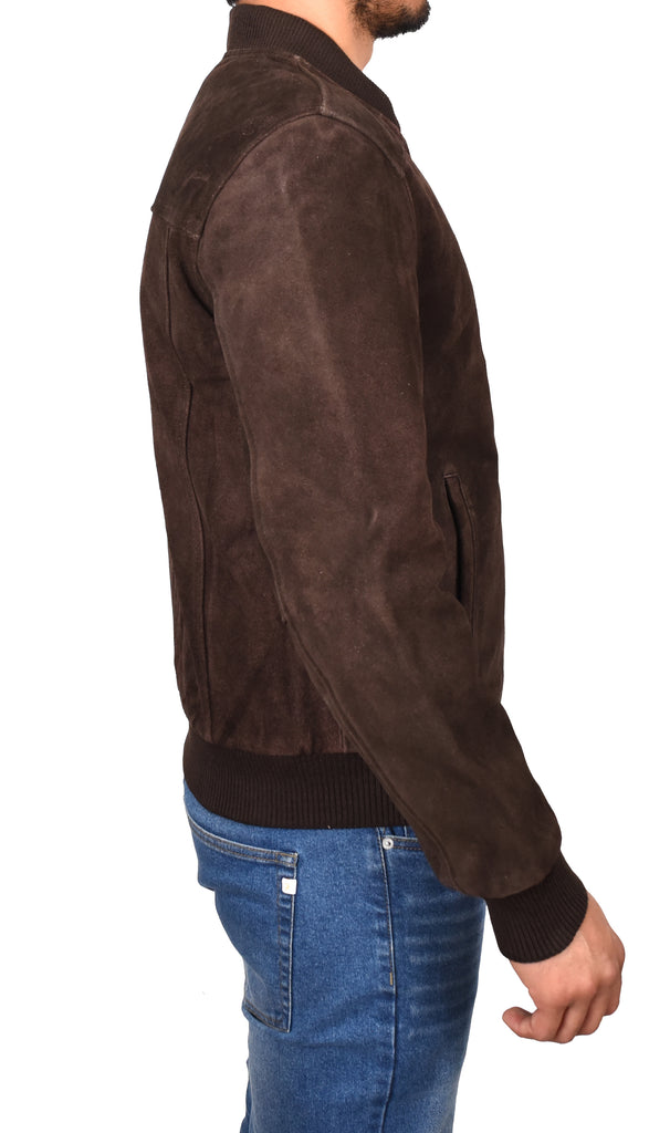 DR120 Men's Suede Leather bomber Jacket Brown 4