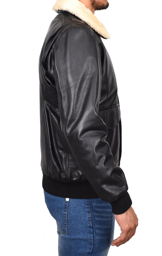 DR140 Men's Classic Leather Pilot Jacket Black 4