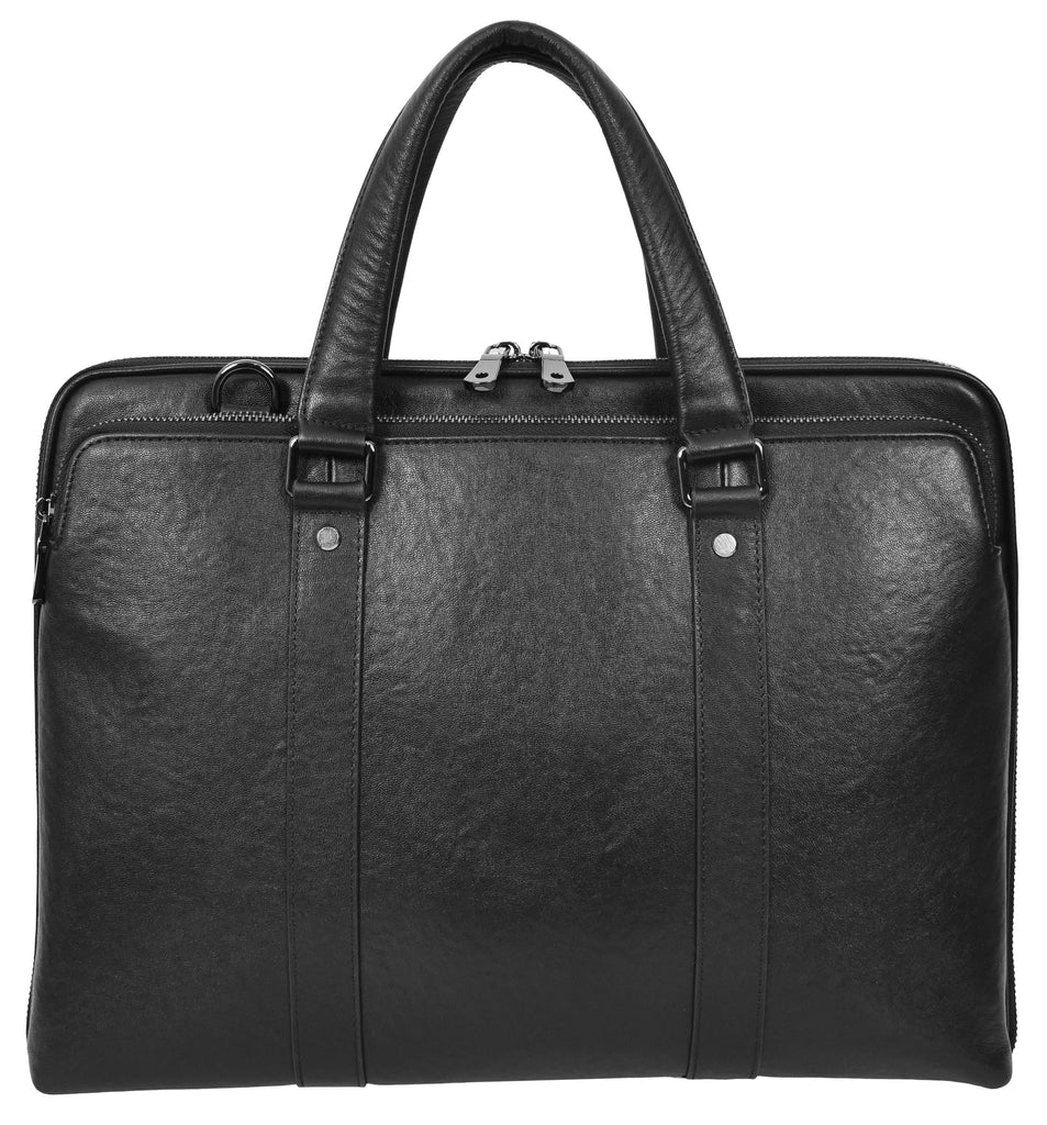 Bagify Genuine Leather Cross-Body Travel Briefcase Black-4