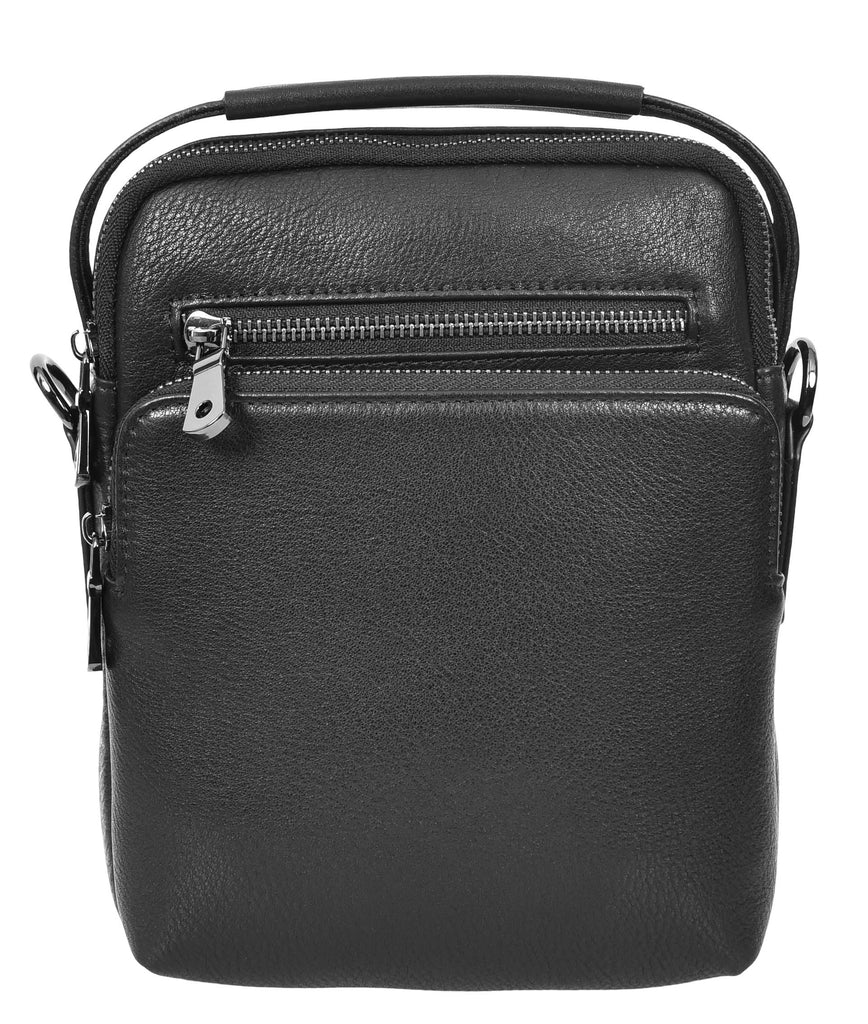 Bodymate Men's Small Leather Cross-Body Organiser Bag Black-4