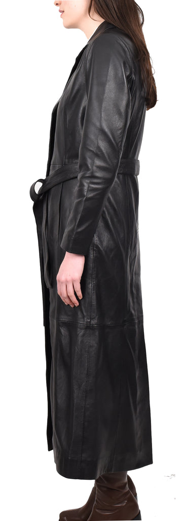 DR235 Women's Classic Full Length Long Coat Winter Black 3