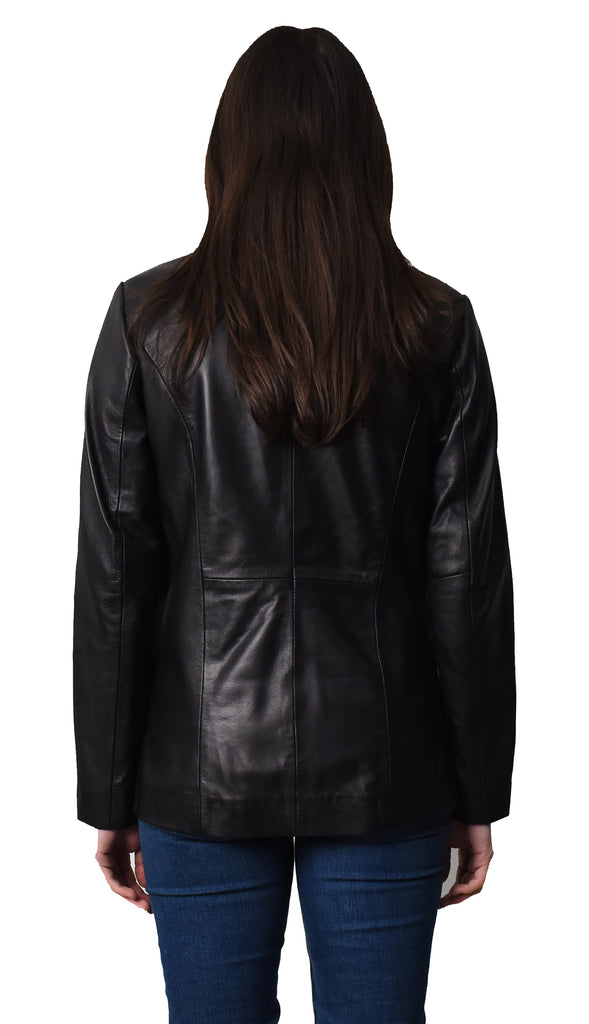 DR230 Women's Classic Blazer Leather Jacket Black 4