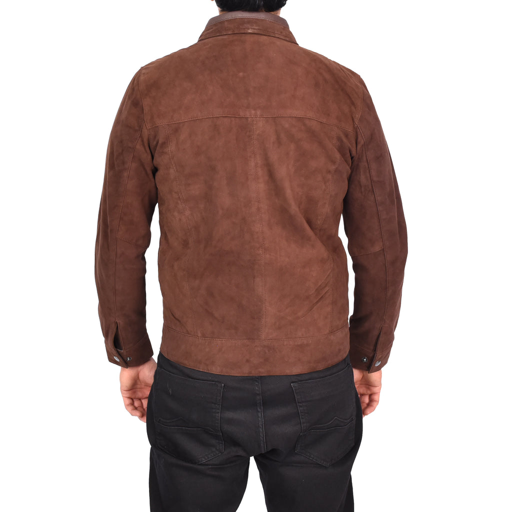 Men's Suede Leather Jacket Classic Style Brown Goran-4