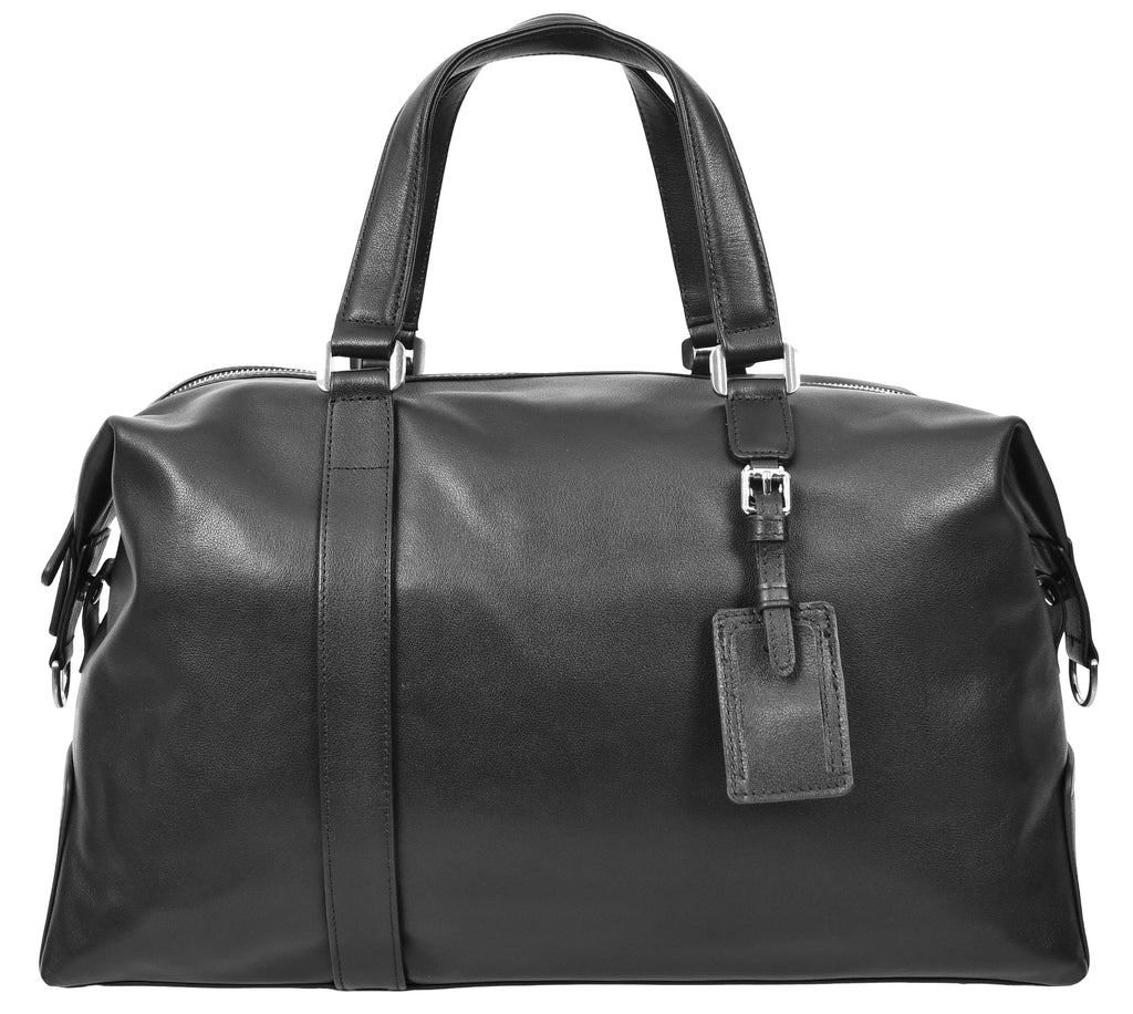 Pathpal Genuine Leather Weekend  Travel Holdall Duffle Black-4