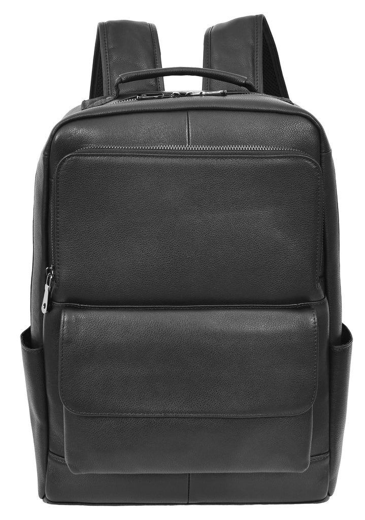 Trekzen Classic Leather Backpack Rucksack for Laptop Black-4