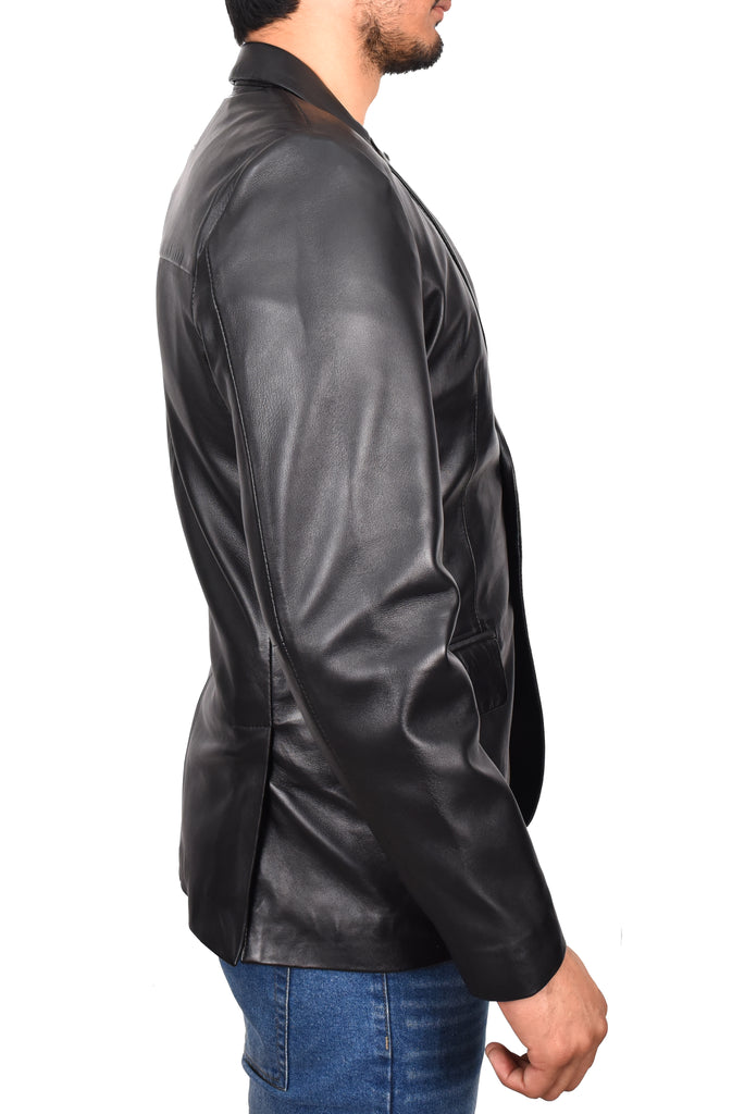 DR170 Men's Blazer Leather Jacket Black 4