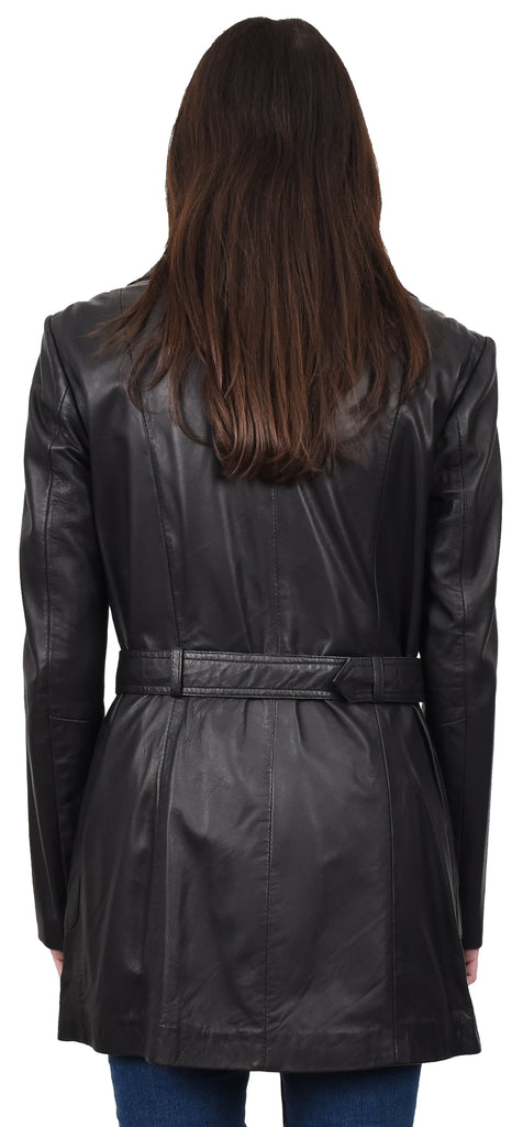 DR219 Women's Smart Winter Leather Coat Black 4