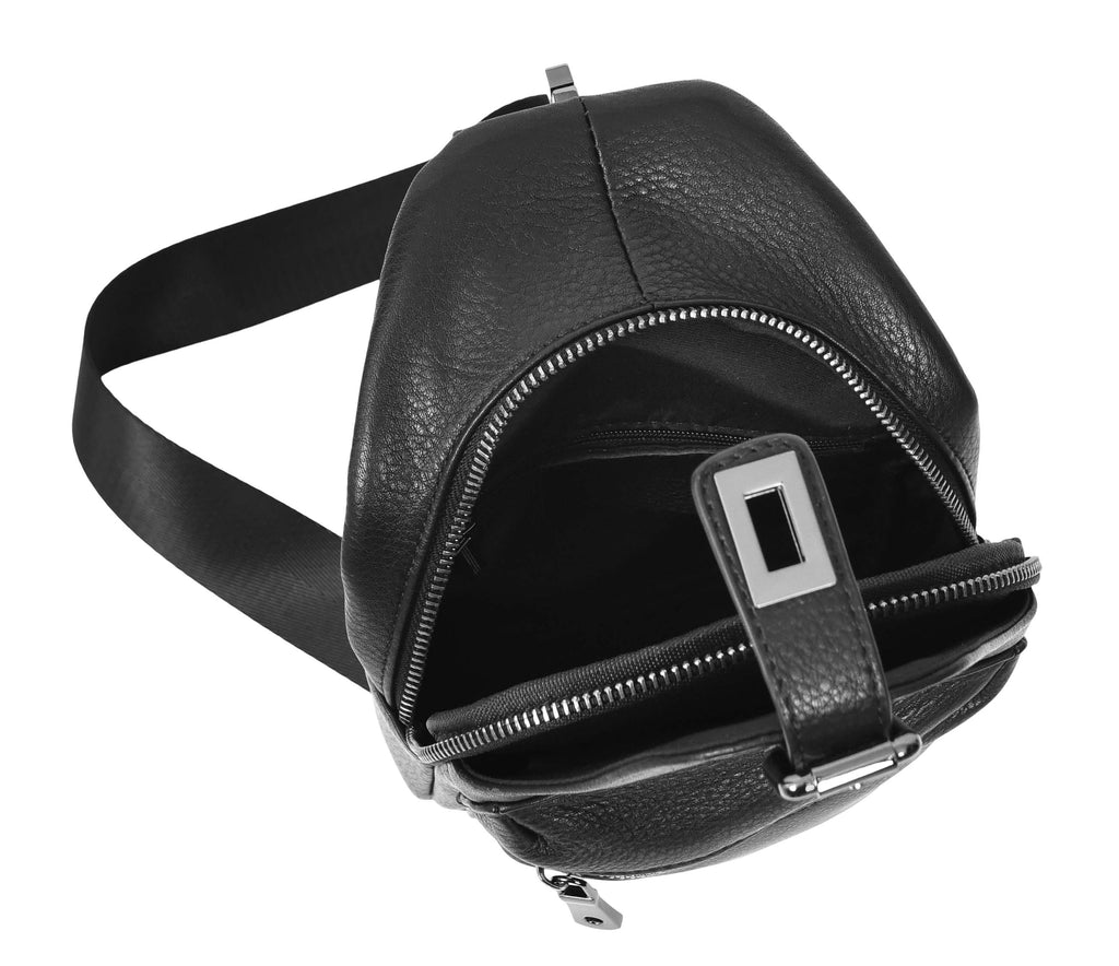 Nomadpack Genuine Leather Cross-Body Travel Chest Bag Black-5