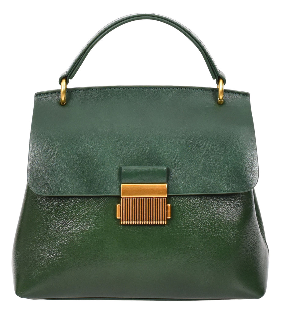 LUCENA Women's Small Real Leather Shoulder Handbag Green-4