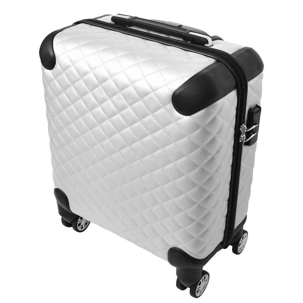 DR697 Four Wheel Pilot Case Quilted Lightweight Cabin Bag Silver-5