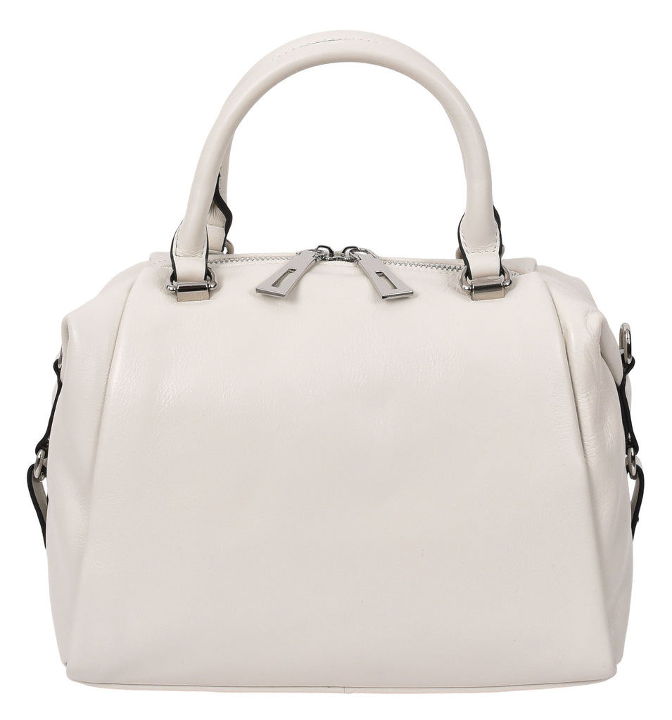 Edmonton Women Small Barrel Shape Leather Shoulder Handbag Ivory-5