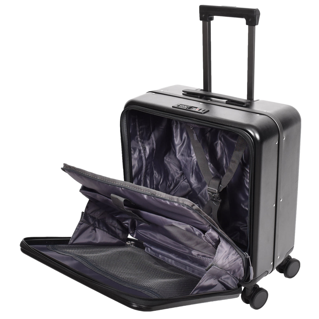 DR696 Four Wheeled Pilot Case Hard Shell Lightweight Cabin Bag Black-5