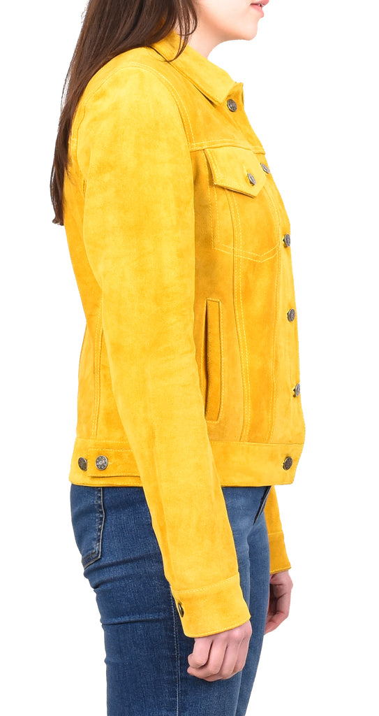 DR213 Women's Retro Classic Levi Style Leather Jacket Yellow 5