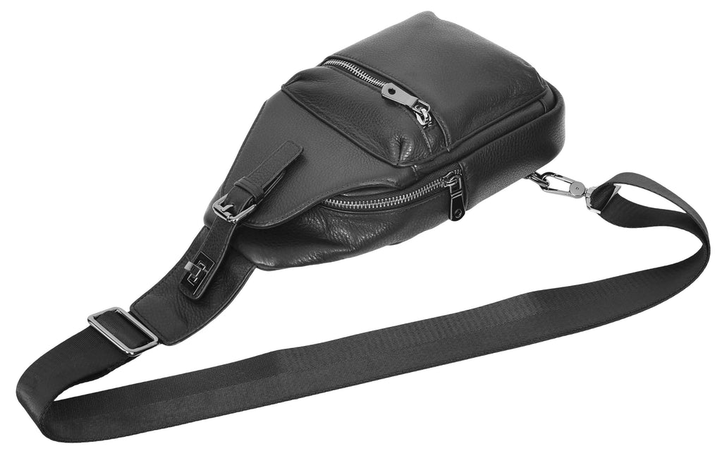 Nomadpack Genuine Leather Cross-Body Travel Chest Bag Black-6