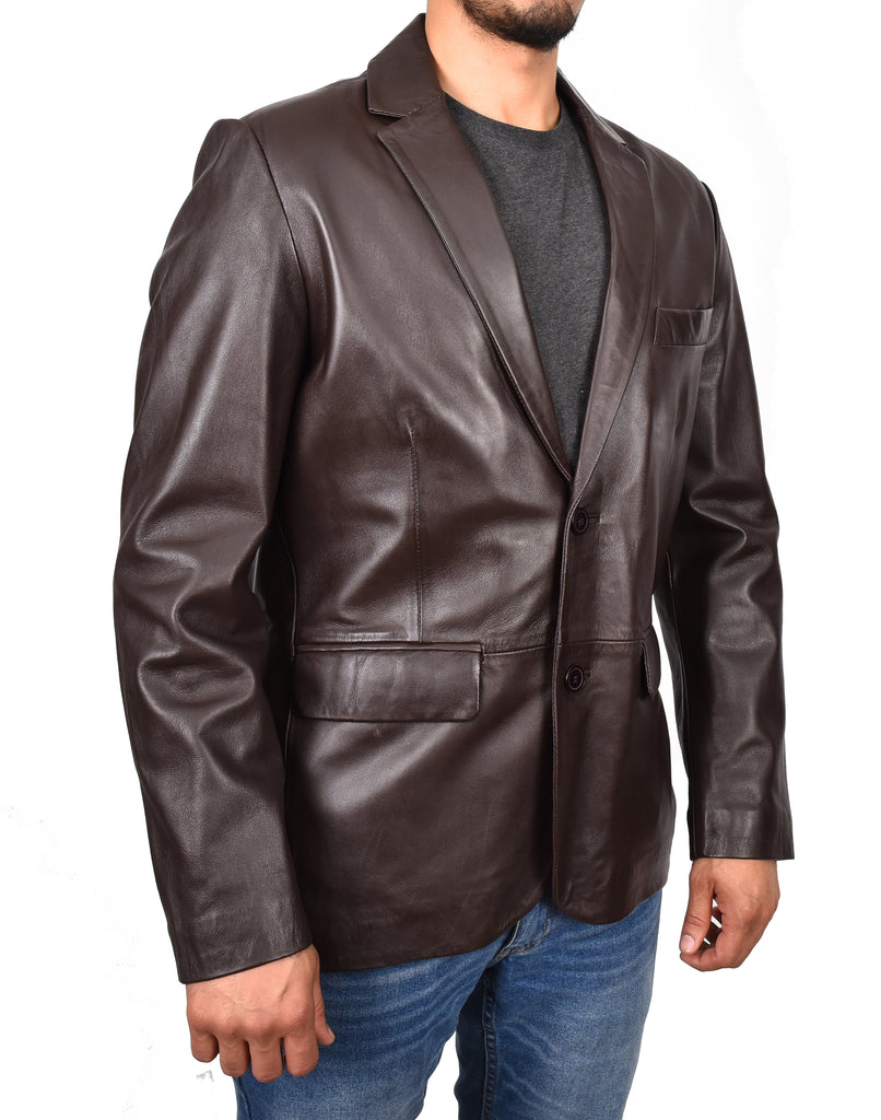 DR170 Men's Blazer Leather Jacket Brown 5