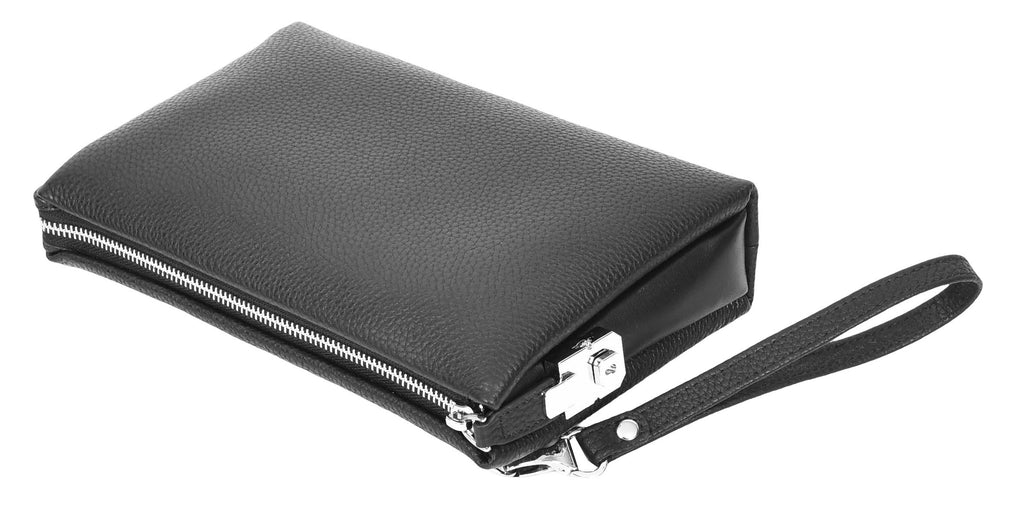 Trekkerwrist Real Leather Lockable Wrist Clutch Bag Black-5