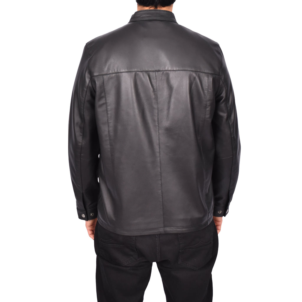 Men's Nappa Leather Classic Biker Jacket Black Eggert-5