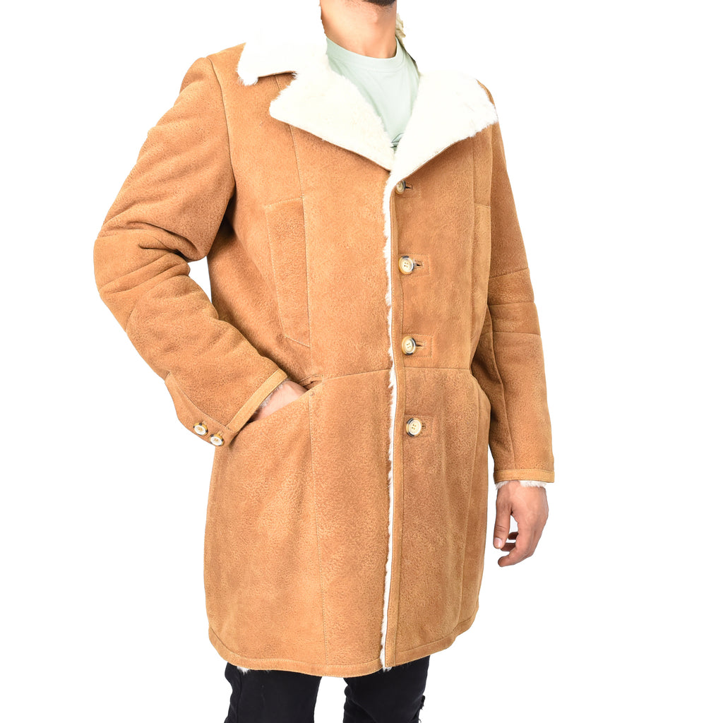 Genuine Sheepskin Coat Retro Trench Style Warm  Werner Whiskey-5