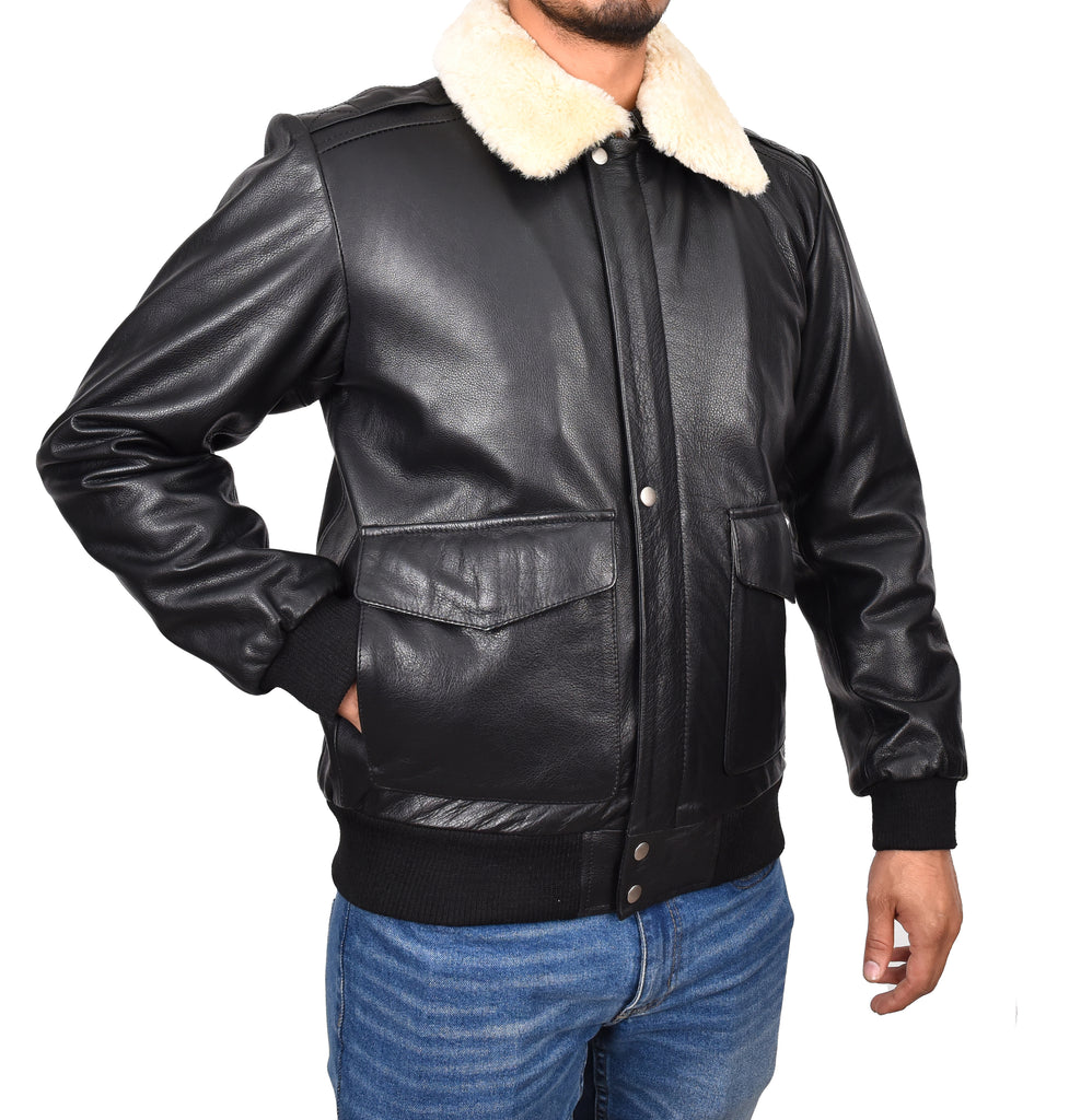 DR140 Men's Classic Leather Pilot Jacket Black  5