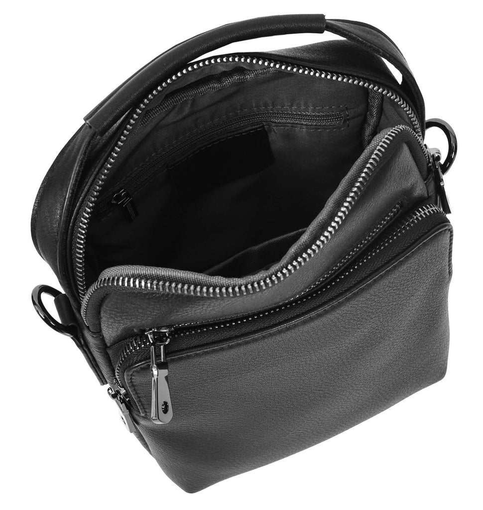 Bodymate Men's Small Leather Cross-Body Organiser Bag Black-5