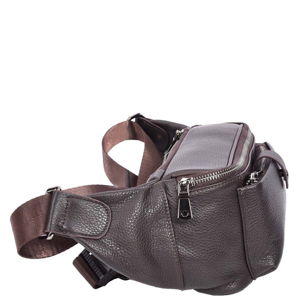 Runsack Real Leather Travel Waist Pack Bum Bag Brown-3