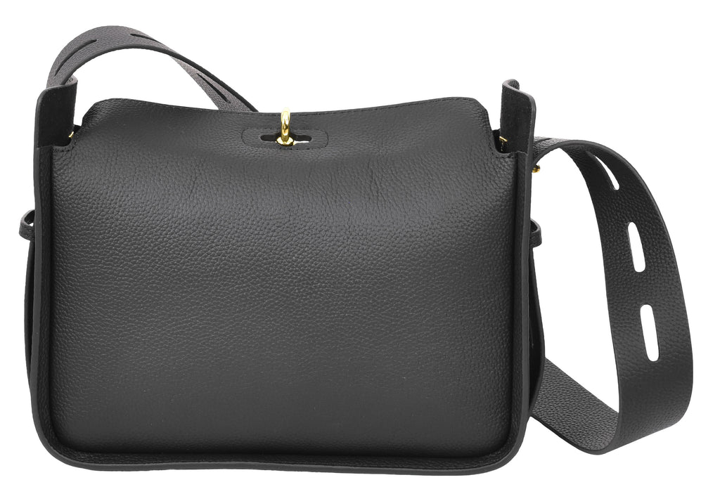 Toronto Women's Classic Real Leather Organiser Shoulder Bag Black-7