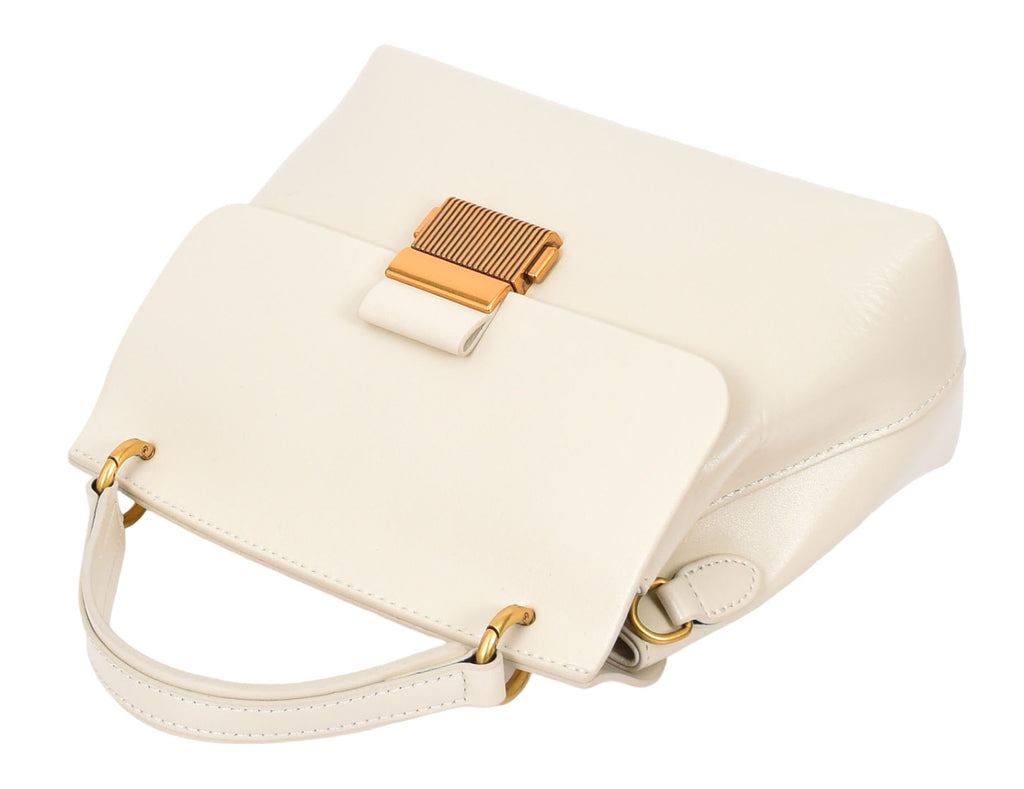 LUCENA Women's Small Real Leather Shoulder Handbag White-5