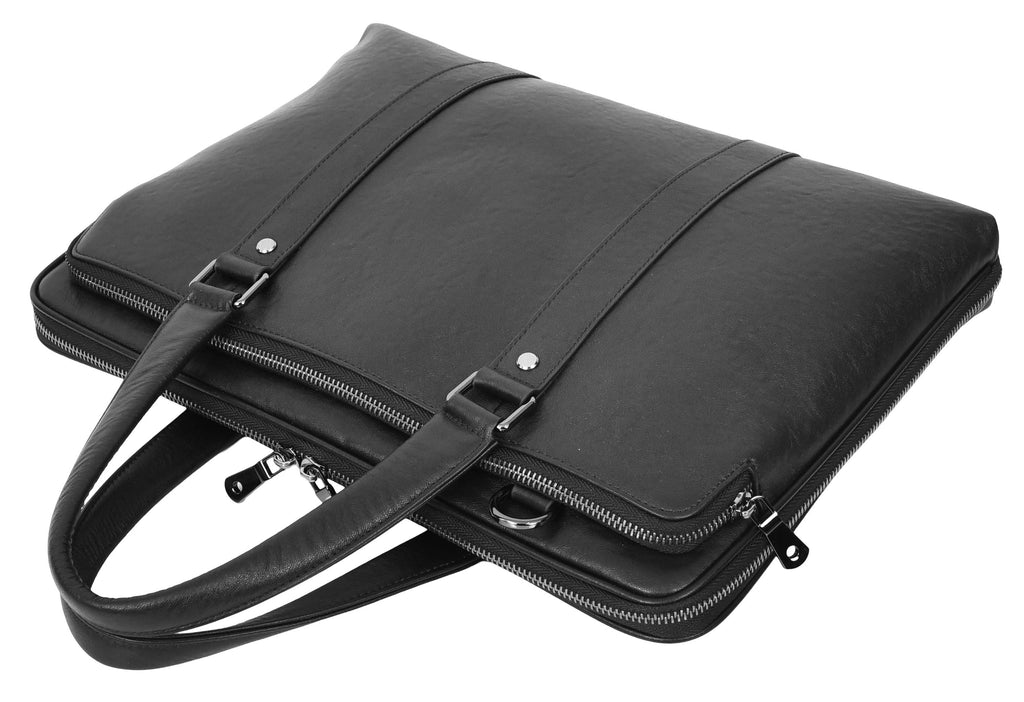 Bagify Genuine Leather Cross-Body Travel Briefcase Black-6