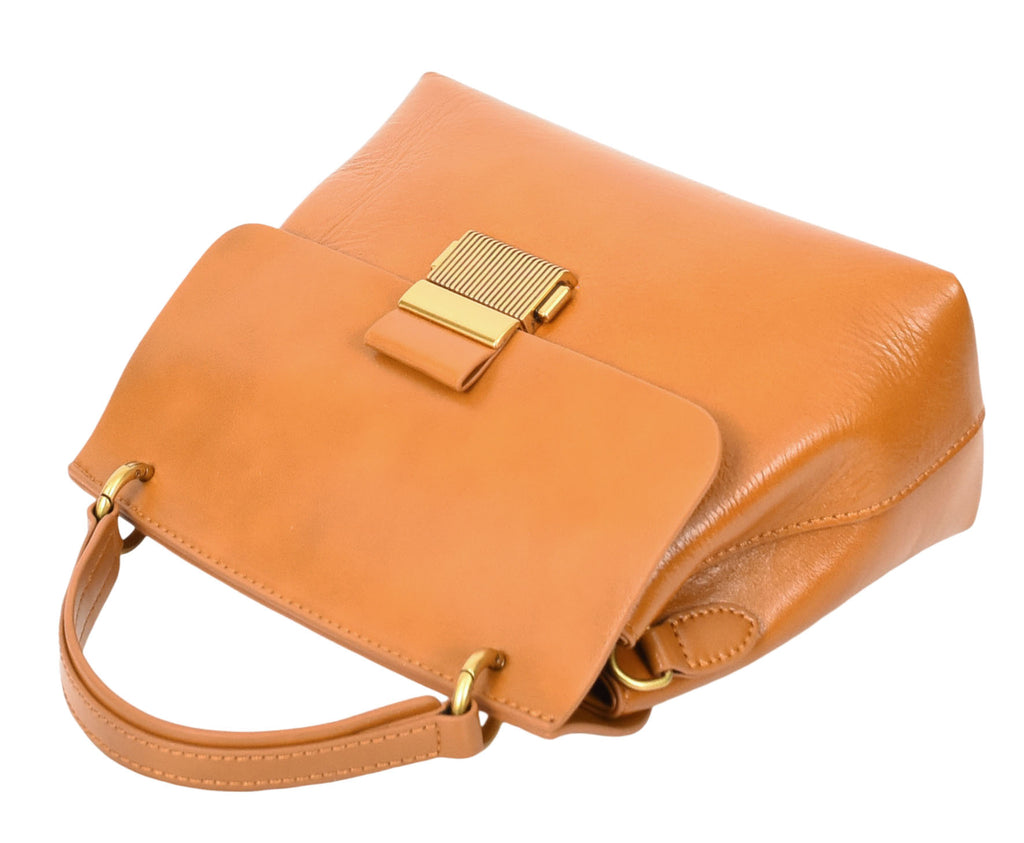 LUCENA Women's Small Real Leather Shoulder Handbag Tan-6