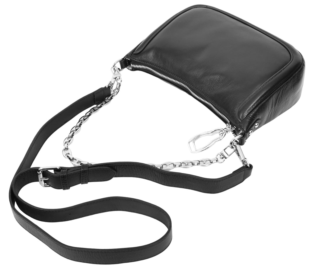 Blingstrap Women Leather Cross-Body Strap Handbag Black-6