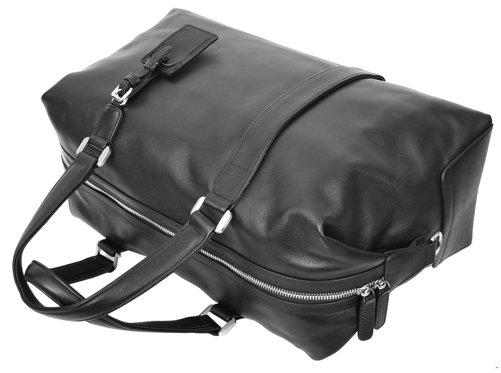 Pathpal Genuine Leather Weekend  Travel Holdall Duffle Black-6