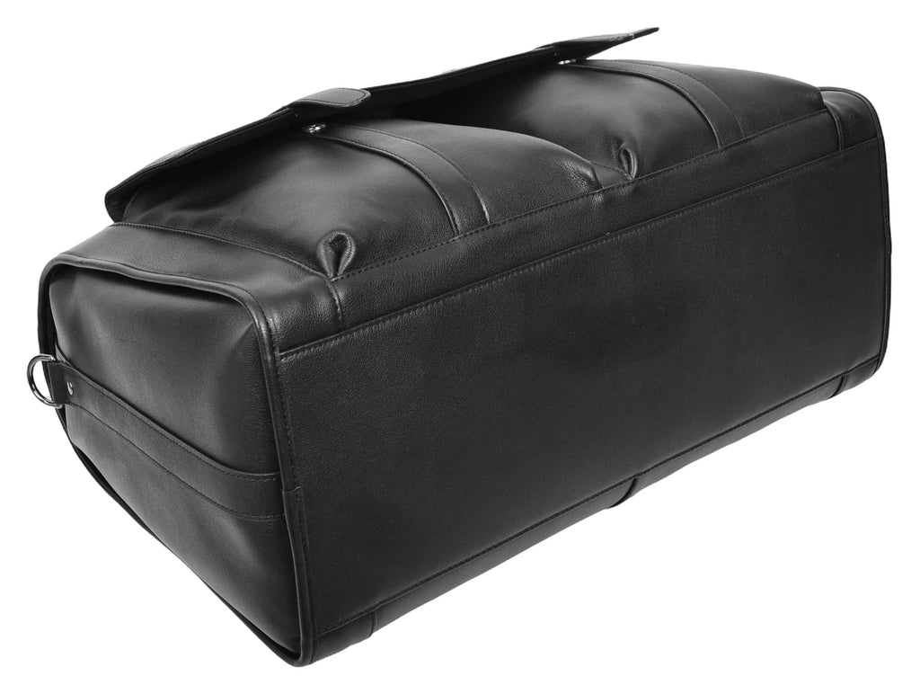 Holicarry Leather Weekend Large Holdall Overnight Bag Black-7