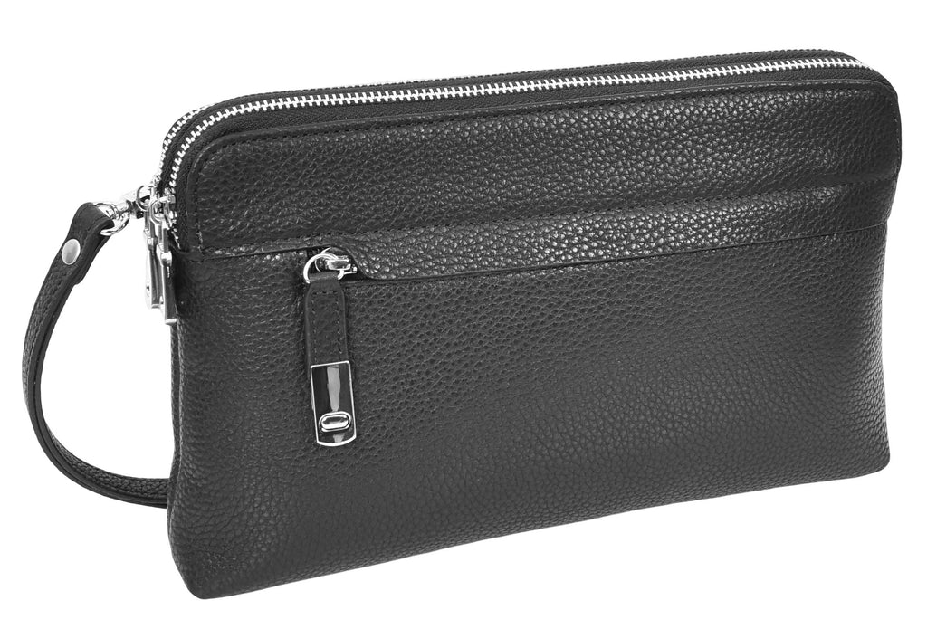 Tripouch Men's Leather Travel Pouch Wrist Clutch Bag Black-6