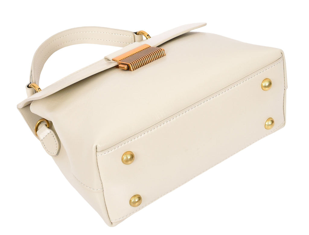 LUCENA Women's Small Real Leather Shoulder Handbag White-6