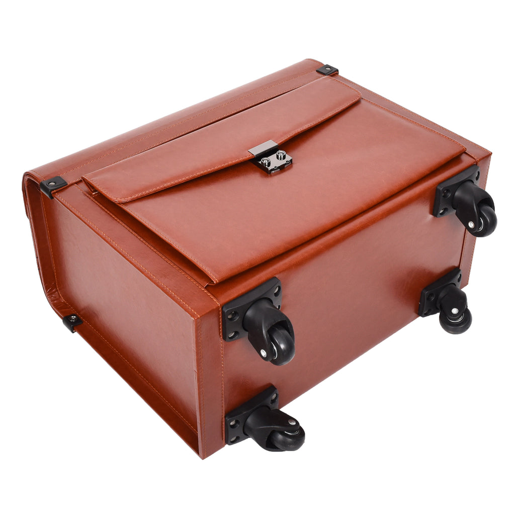 DR695 Four Wheel Pilot Case Faux Leather Cabin Bag Tan-7