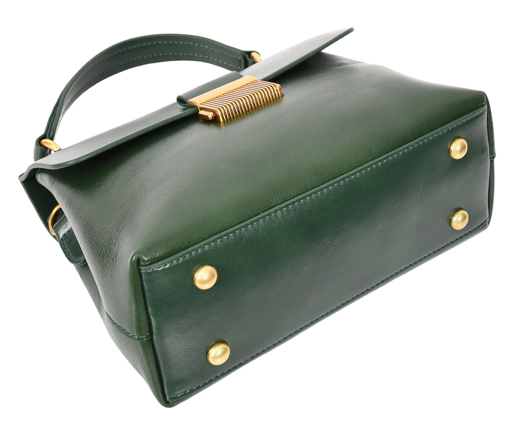 LUCENA Women's Small Real Leather Shoulder Handbag Green-7