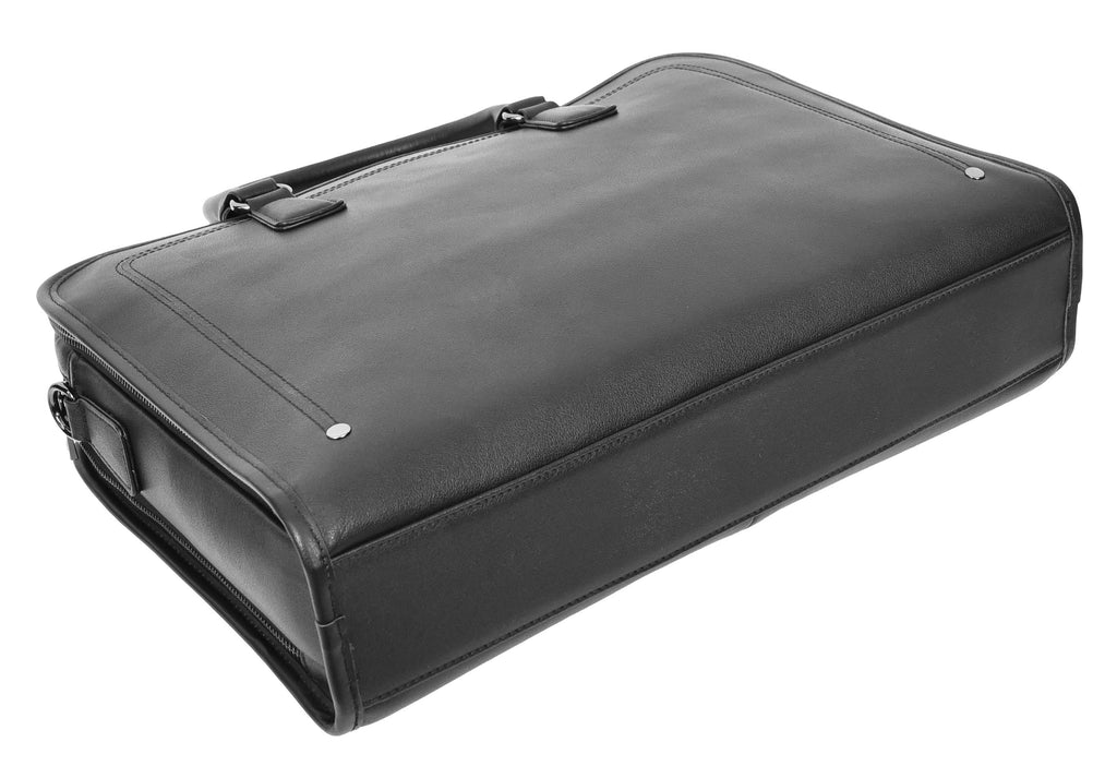 Bagmaster Genuine Leather Organiser Cross-Body Briefcase Black-7