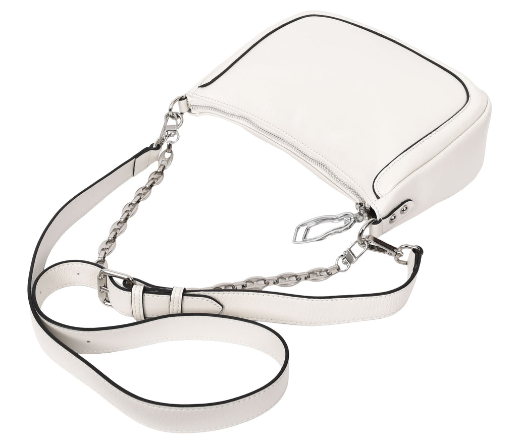 Blingstrap Women Leather Cross-Body Strap Handbag White-7