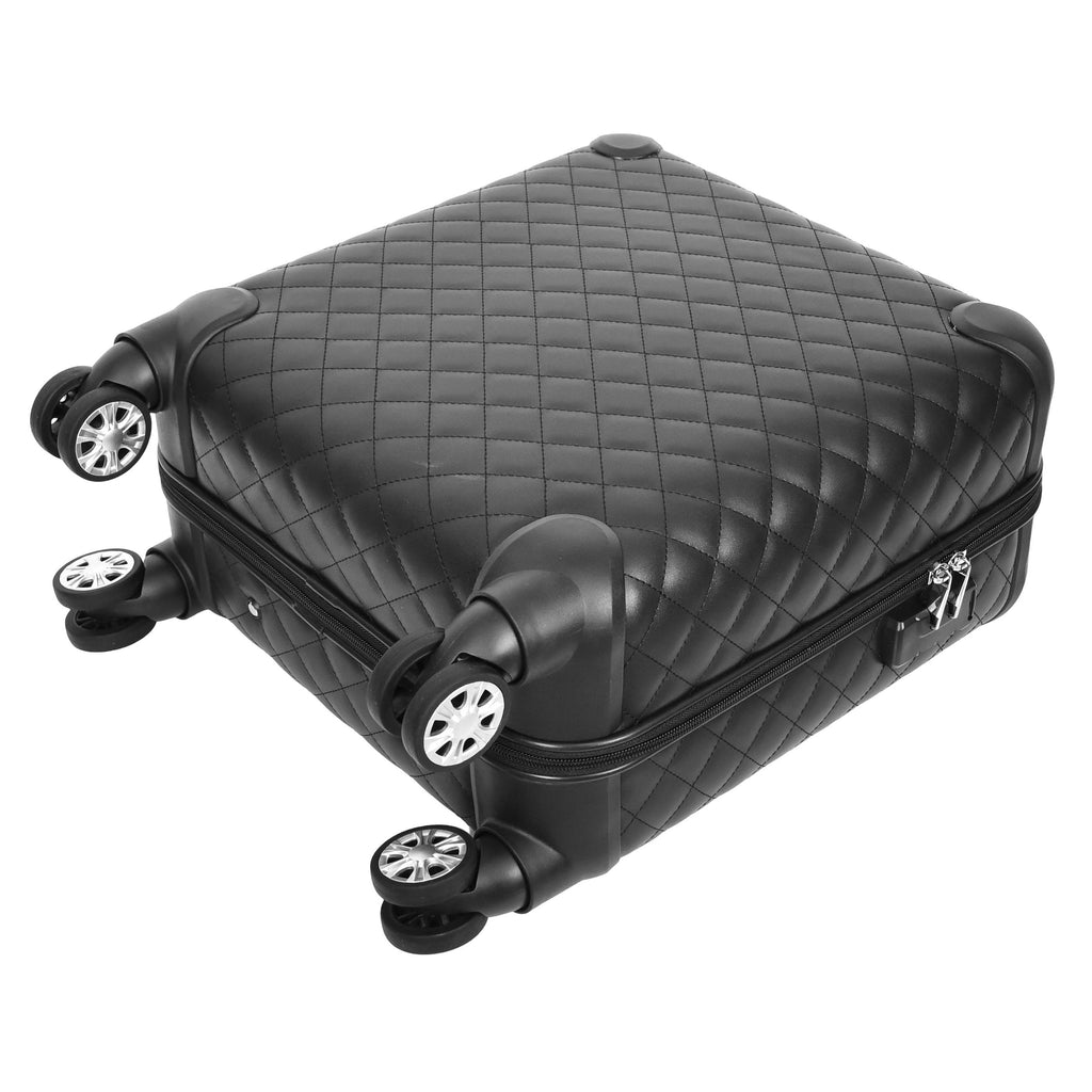 DR697 Four Wheel Pilot Case Quilted Lightweight Cabin Bag Black-7