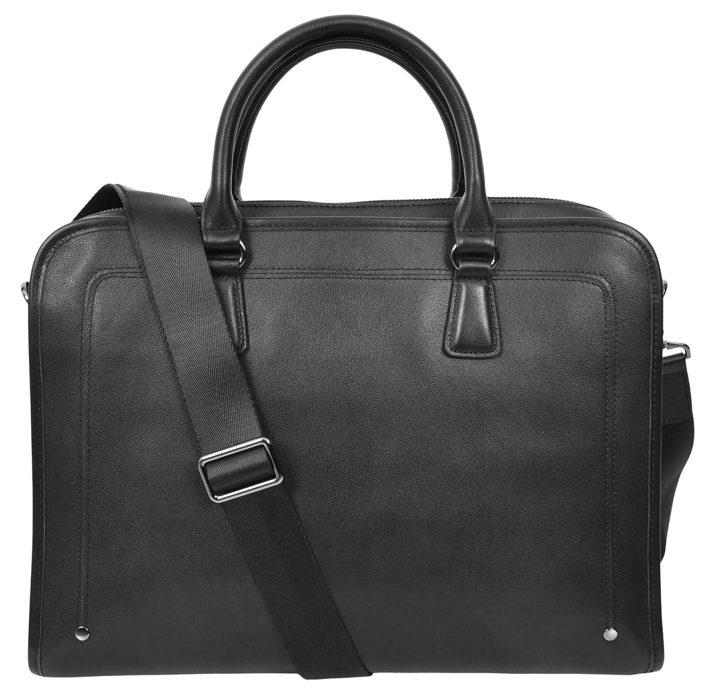 Bagmaster Genuine Leather Organiser Cross-Body Briefcase Black-8