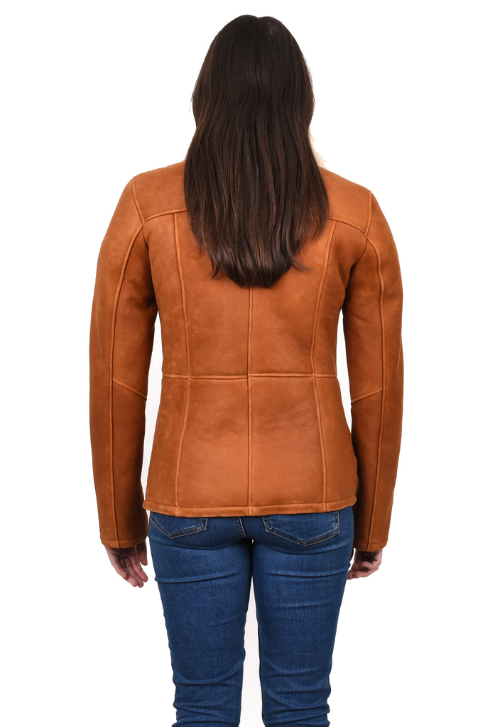 DR255 Women's Real Sheepskin Jacket Whiskey 6