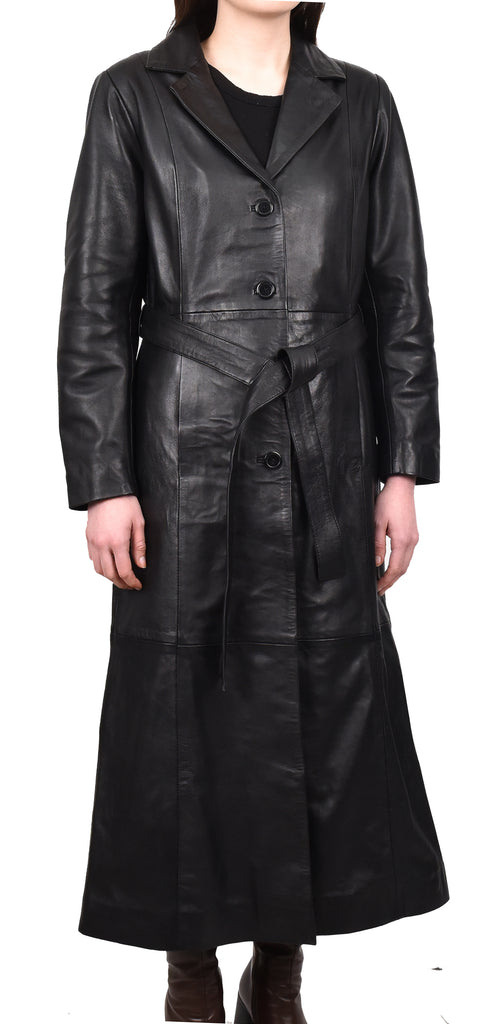 DR235 Women's Classic Full Length Long Coat Winter Black 6