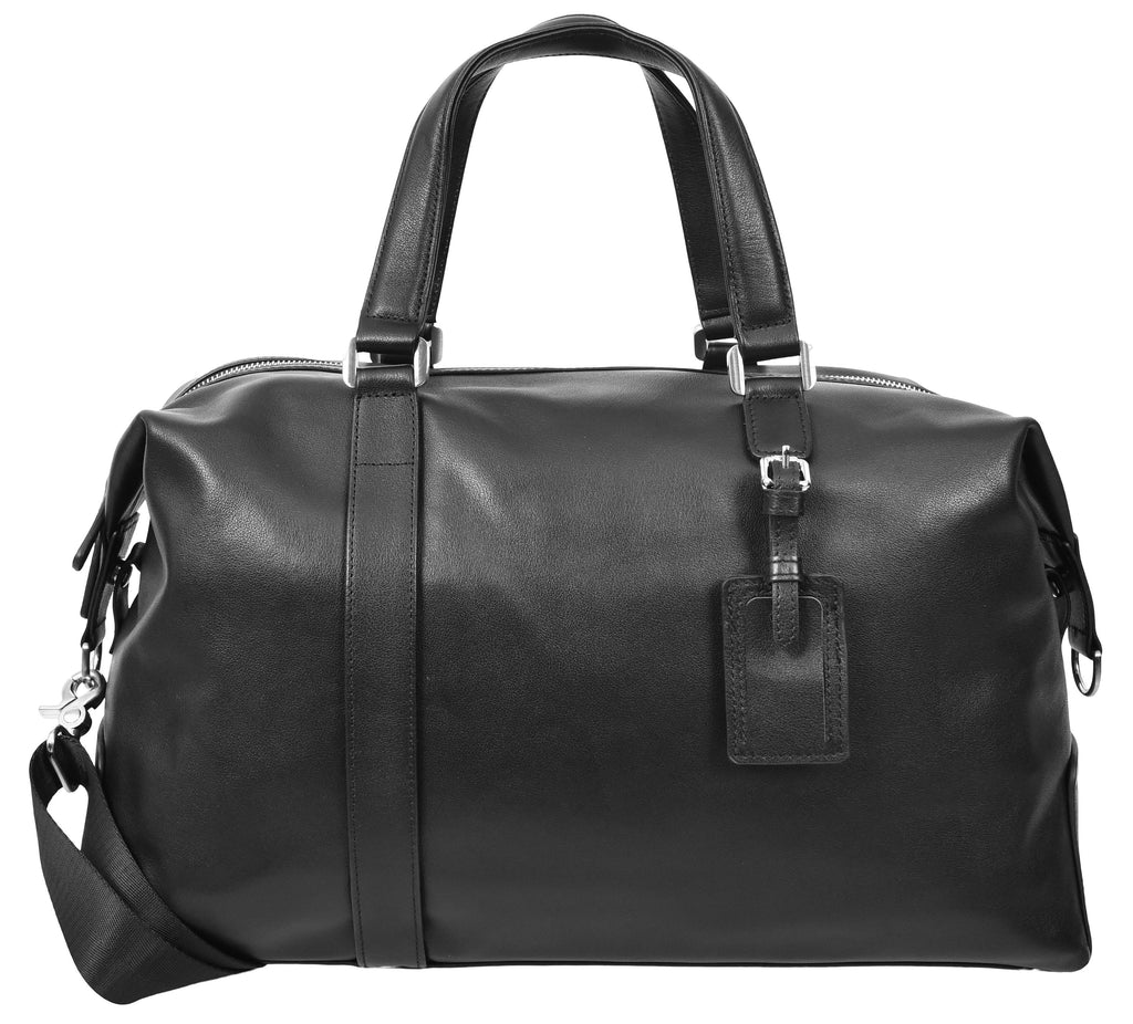 Pathpal Genuine Leather Weekend  Travel Holdall Duffle Black-7