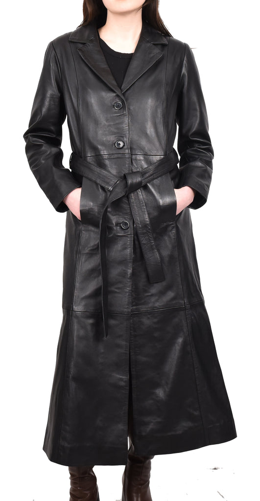 DR235 Women's Classic Full Length Long Coat Winter Black 7